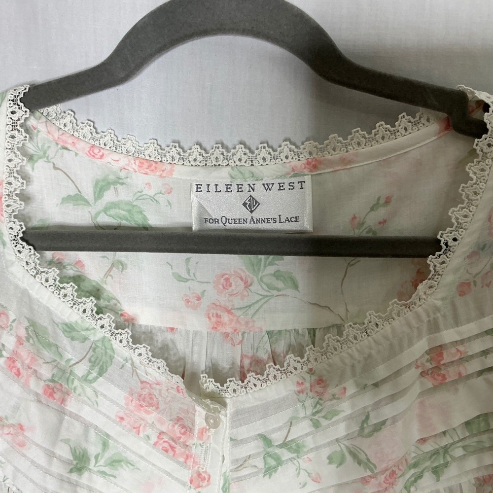 Eileen West for Queen Anne's Lace Floral Nightgown Prairie Lace Trim Ruffle Maxi - Picture 3 of 13
